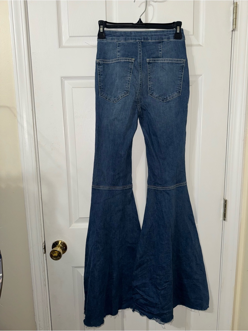 We The Free Dark Blue Flare Jeans with Raw Hem - Picture 4 of 6